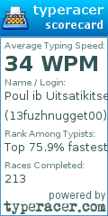 Scorecard for user 13fuzhnugget00