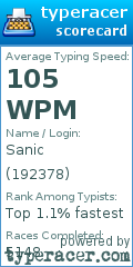 Scorecard for user 192378