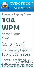 Scorecard for user 53n0_h314