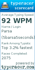 Scorecard for user 5barsa5seconds