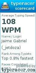 Scorecard for user _jetdoza