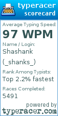 Scorecard for user _shanks_