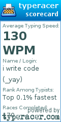 Scorecard for user _yay