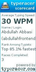 Scorecard for user abdullahfrontend