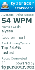 Scorecard for user acoleminer