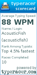 Scorecard for user acousticfish
