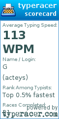 Scorecard for user acteys