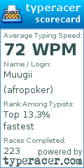 Scorecard for user afropoker