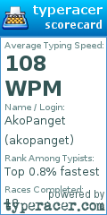 Scorecard for user akopanget