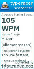 Scorecard for user alfarhanmazen