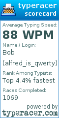Scorecard for user alfred_is_qwerty