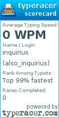Scorecard for user also_inquirius