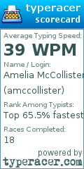 Scorecard for user amccollister