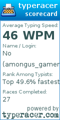 Scorecard for user amongus_gamer