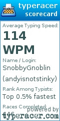Scorecard for user andyisnotstinky