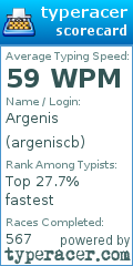 Scorecard for user argeniscb