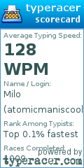 Scorecard for user atomicmaniscool