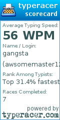 Scorecard for user awsomemaster12345678910