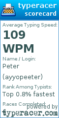 Scorecard for user ayyopeeter