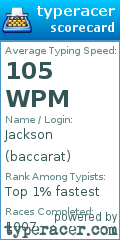 Scorecard for user baccarat
