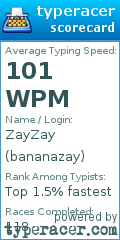 Scorecard for user bananazay