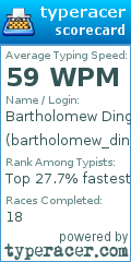 Scorecard for user bartholomew_dinglefiggle