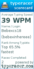 Scorecard for user bebexinhereee