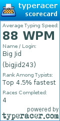 Scorecard for user bigjid243