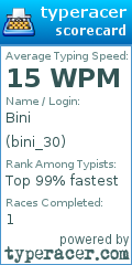 Scorecard for user bini_30