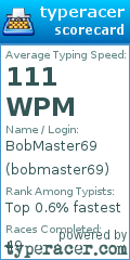 Scorecard for user bobmaster69