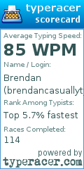 Scorecard for user brendancasuallytypes