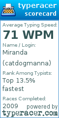 Scorecard for user catdogmanna