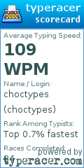 Scorecard for user choctypes