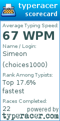 Scorecard for user choices1000