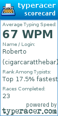 Scorecard for user cigarcaratthebar
