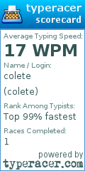 Scorecard for user colete