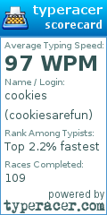 Scorecard for user cookiesarefun