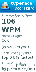 Scorecard for user cowscantype