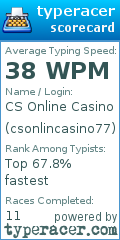 Scorecard for user csonlincasino77