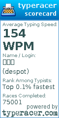 Scorecard for user despot