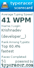 Scorecard for user developer__