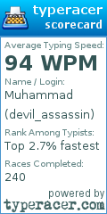 Scorecard for user devil_assassin