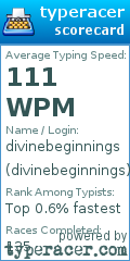 Scorecard for user divinebeginnings