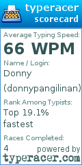 Scorecard for user donnypangilinan