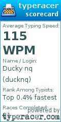 Scorecard for user ducknq