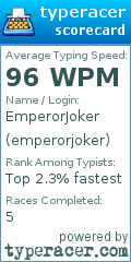Scorecard for user emperorjoker