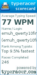 Scorecard for user emuh_qwerty10fings