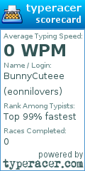 Scorecard for user eonnilovers