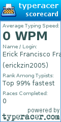 Scorecard for user erickzin2005