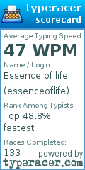Scorecard for user essenceoflife